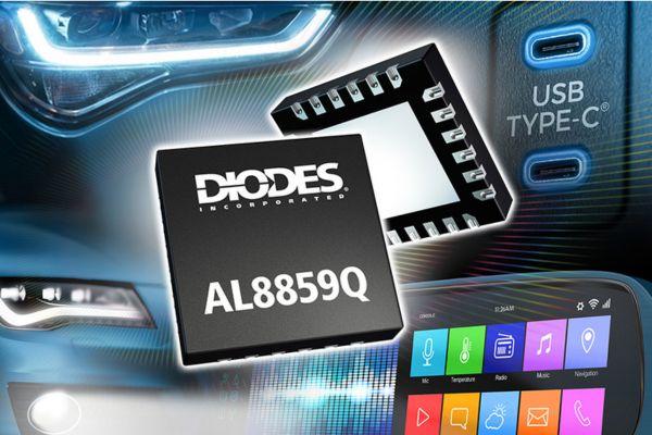 The Diodes Incorporated AL8859Q multi-phase SPI boost controller chip in a V-QFN4040 package.