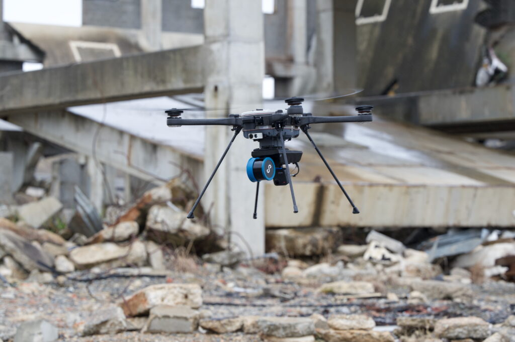 Teledyne FLIR drone and ground robot equipped with the Emesent Hovermap LiDAR payload